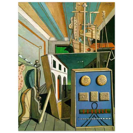 Giorgio de Chirico - METAPHYSICAL INTERIOR WITH BISCUITS 1916  75x100 cm / 30x40inches Fine Art Poster