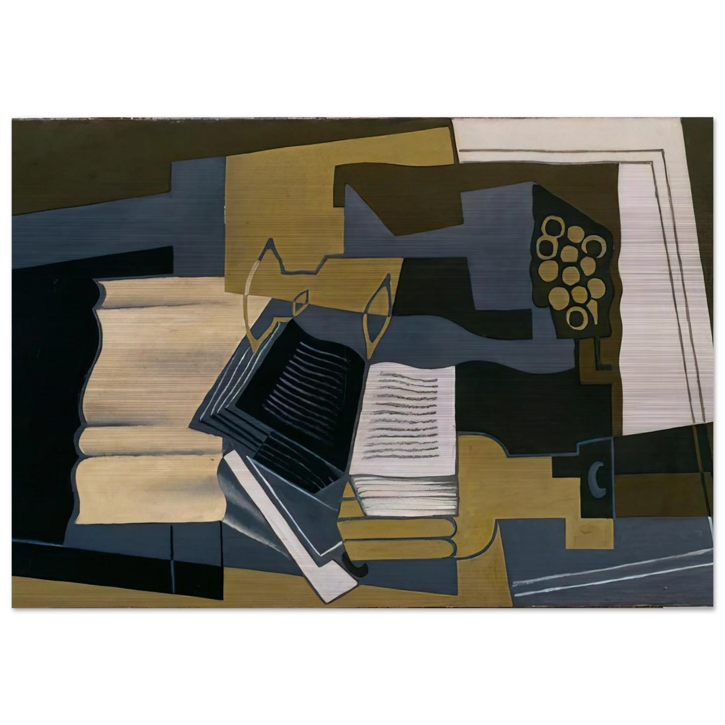 CARAFE AND BOOK 1920 - Juan Gris Brushed Aluminum Print - 70x100 cm / 28x40 inches | Juan Gris Aluminum Print | Juan Gris Prints