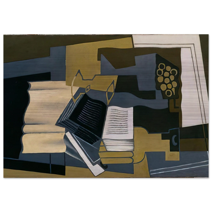 CARAFE AND BOOK 1920 - Juan Gris Brushed Aluminum Print - 70x100 cm / 28x40 inches | Juan Gris Aluminum Print | Juan Gris Prints
