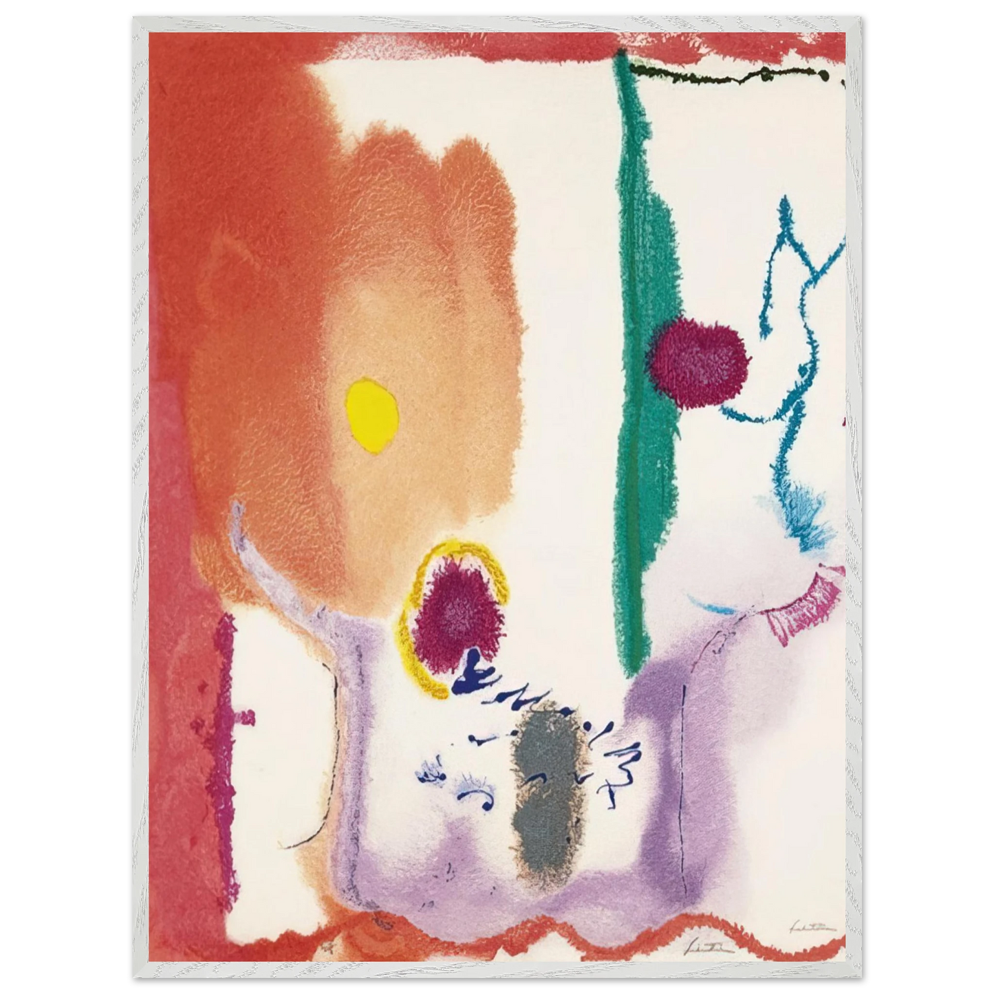 Helen Frankenthaler - Beginnings - 2002 Wall art - 13x18 cm / 5x7 inches - Premium Wooden Framed Poster With Fine Art Paper - Black frame