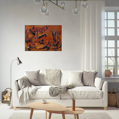 RED ABSTRACT COMPOSITION - Henri Michaux Brushed Aluminum Print - 70x100 cm / 28x40 inches | Henri Michaux Aluminum Print | Henri Michaux Prints