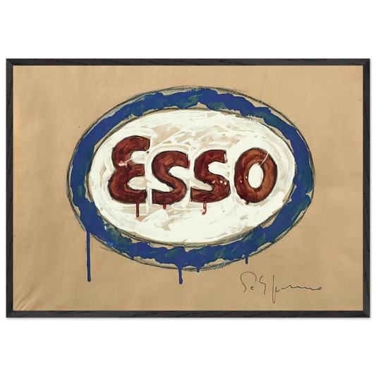Esso - Pop Art - Mario Schifano 70x100 cm / 28x40 inches Framed Art Print – Black Wooden Frame