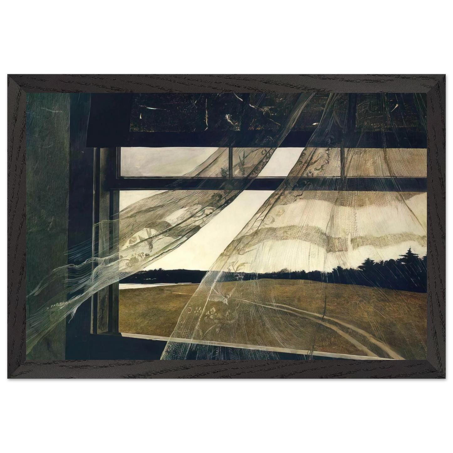 Andrew Wyeth - WIND FROM THE SEA 1947 Wall Art - 60x80 cm / 24x32 inches - Premium Wooden Framed Poster With Fine Art Paper-canvas - White frame