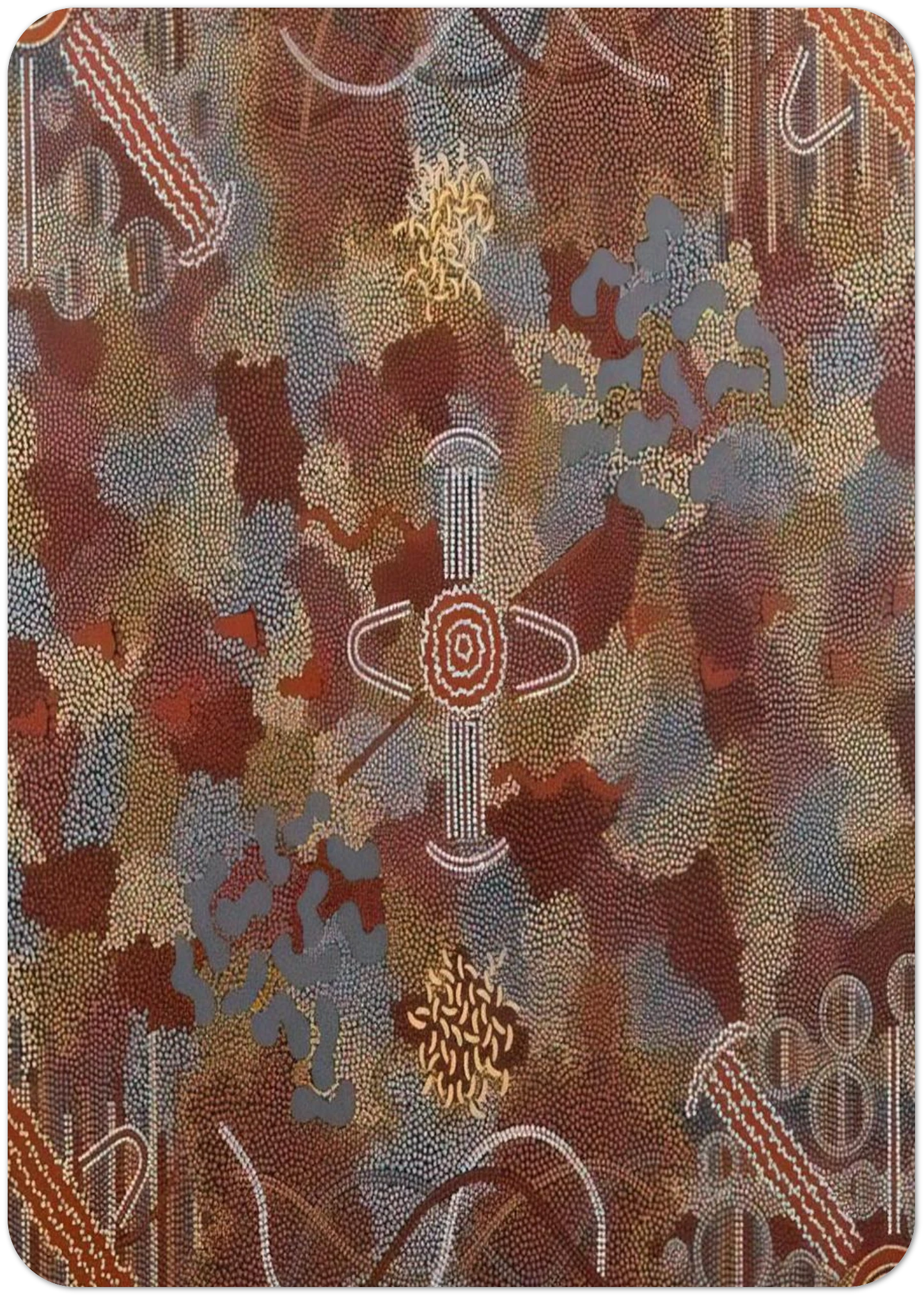 Frog Dreaming - 1989 By Clifford Possum Tjapaltjarri Pack of 10 Post Cards | Clifford Possum Tjapaltjarri Post Cards | A6 (10.5 x 14.8 cm) - 4.1 x 5.8 inches