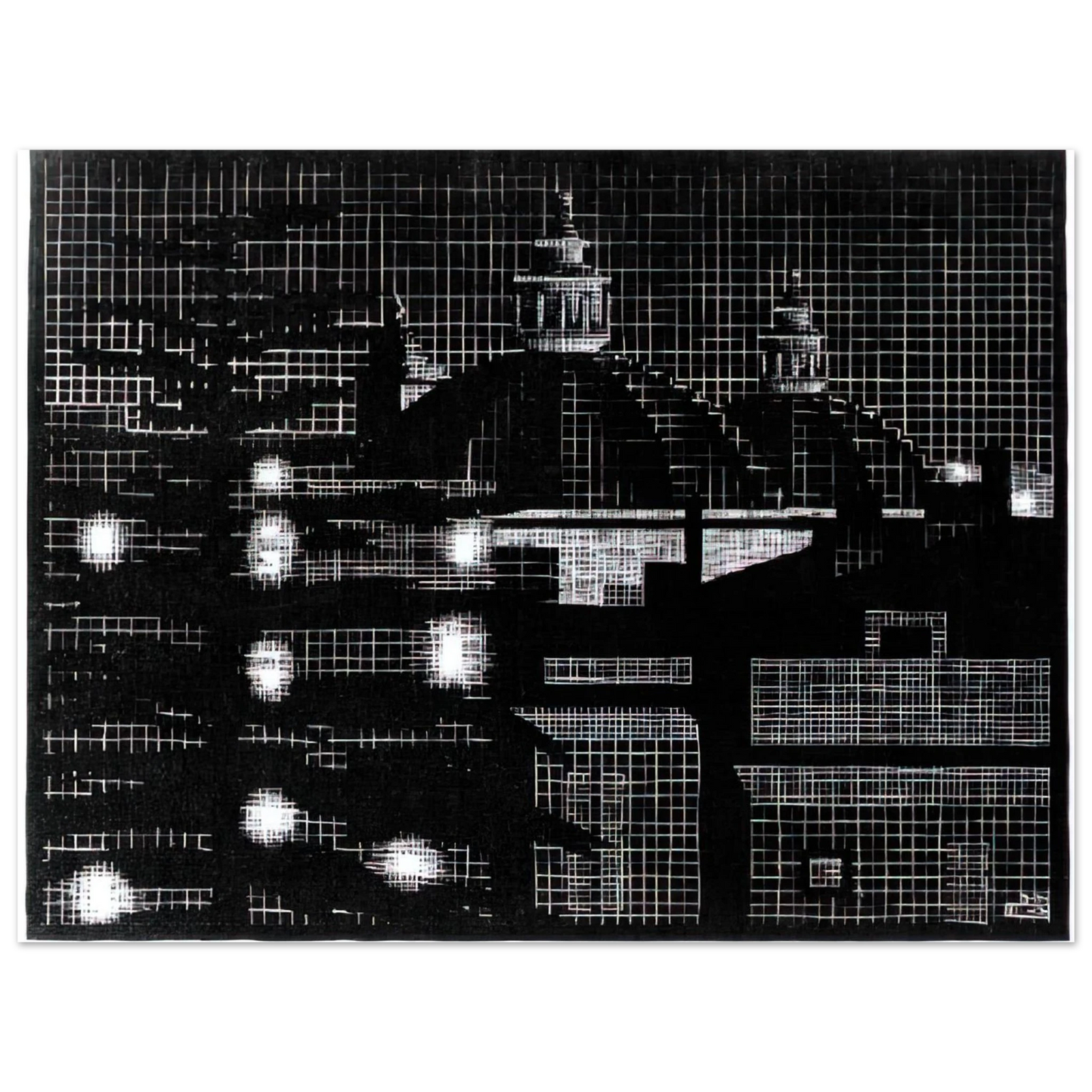 MC Escher - NOCTURNAL ROME 5 Wall Art - 21x29.7 cm / 8x12" - Fine Art Poster-canvas - -