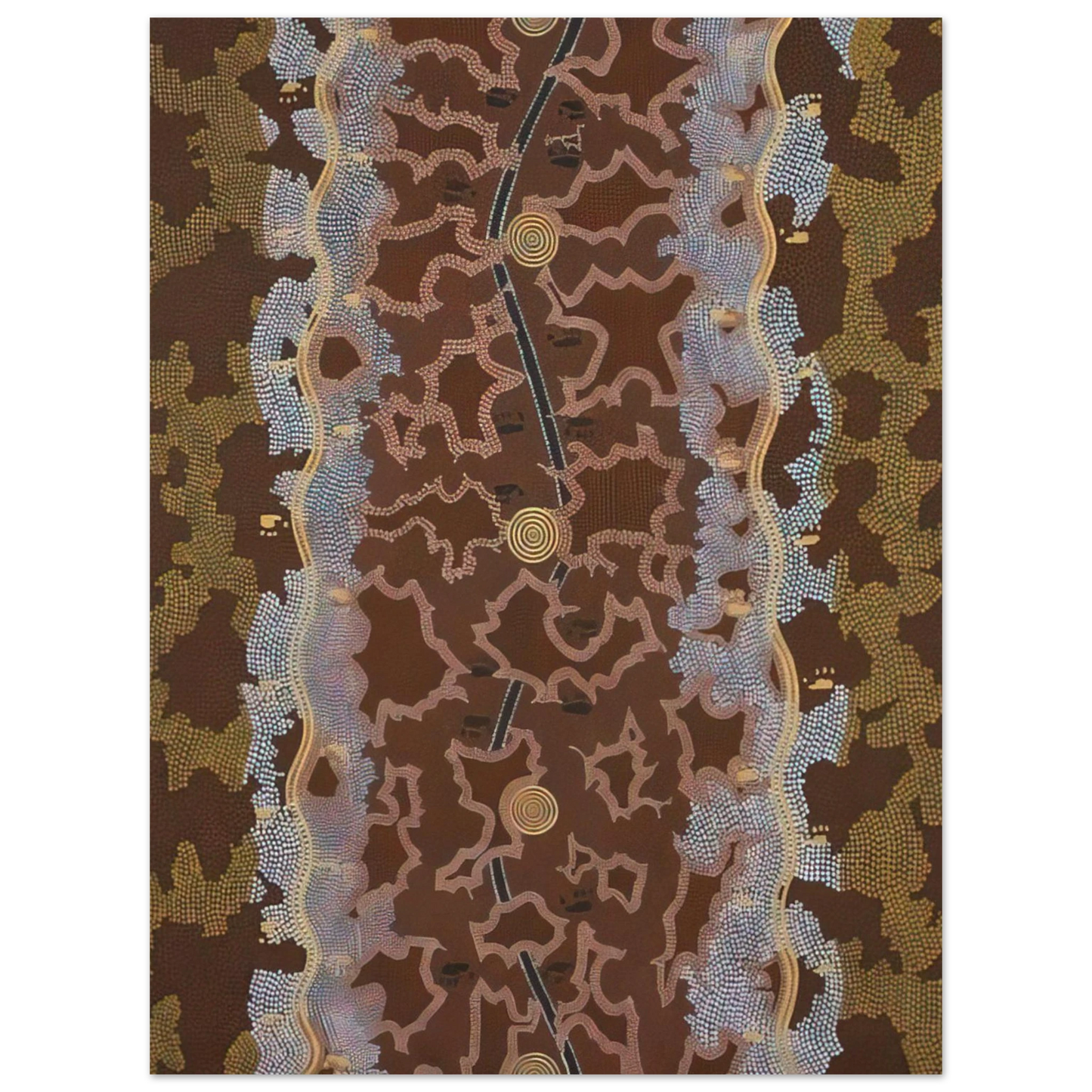 Clifford Possum Tjapaltjarri - Possum Dreaming at Napperby - 1979  75x100 cm / 30x40inches Fine Art Poster