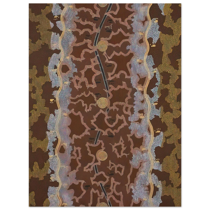 Clifford Possum Tjapaltjarri - Possum Dreaming at Napperby - 1979  75x100 cm / 30x40inches Fine Art Poster