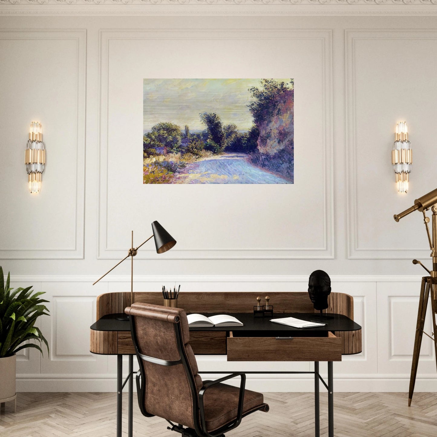 Road near Giverny 02 - claude monet Brushed Aluminum Print - 70x100 cm / 28x40 inches | claude monet Aluminum Print | claude monet Prints