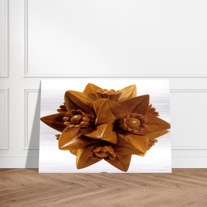 POLYHEDRON WITH FLOWERS - MC Escher Brushed Aluminum Print - 70x100 cm / 28x40 inches | MC Escher Aluminum Print | MC Escher Prints