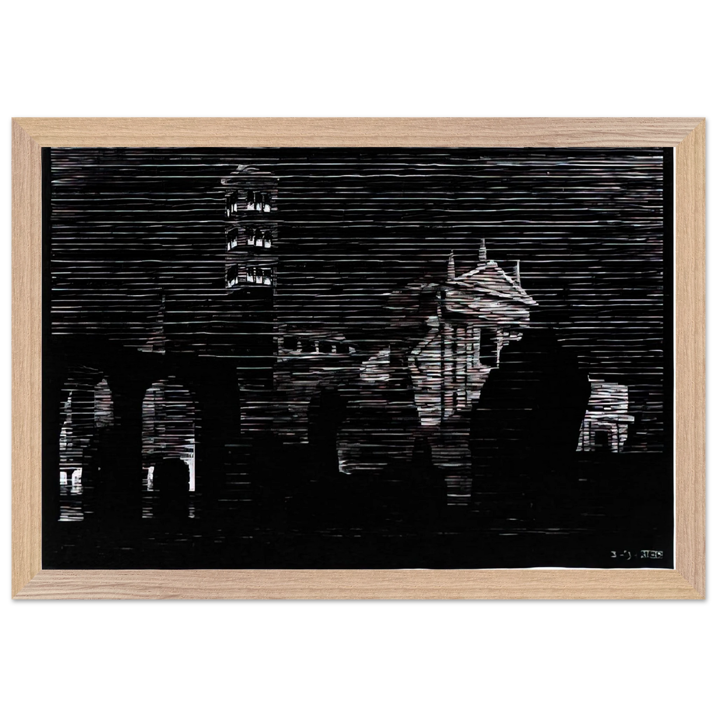 MC Escher - NOCTURNAL ROME 2 Wall Art - 30x40 cm / 12x16 inches - Premium Wooden Framed Poster With Fine Art Paper-canvas - White frame