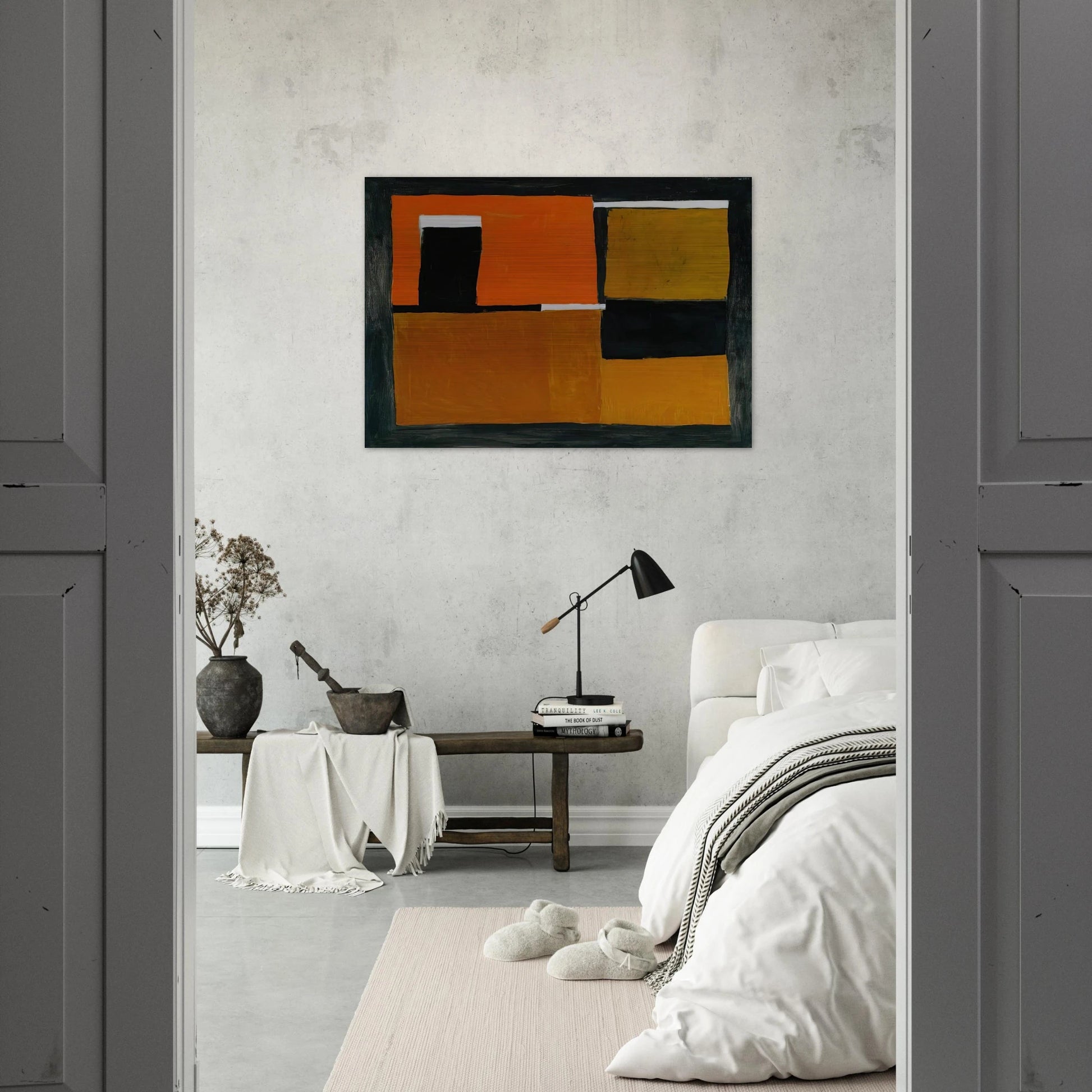 Orange, Black and White Composition - 1953 - William Scott Brushed Aluminum Print - 70x100 cm / 28x40 inches | William Scott Aluminum Print | William Scott Prints