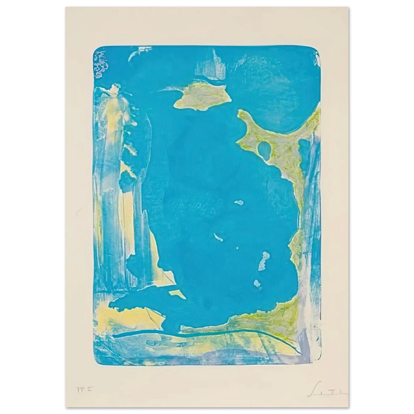 Helen Frankenthaler - Reflections IV - 1995 Wall art - 28x43  cm / XL (11x17 Inches) - Premium Wooden Framed Poster With Fine Art Paper - White frame