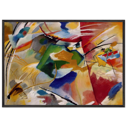 PAINTING WITH GREEN CENTER 1913 - Wassily Kandinsky 70x100 cm / 28x40 inches Framed Art Print – Black Wooden Frame