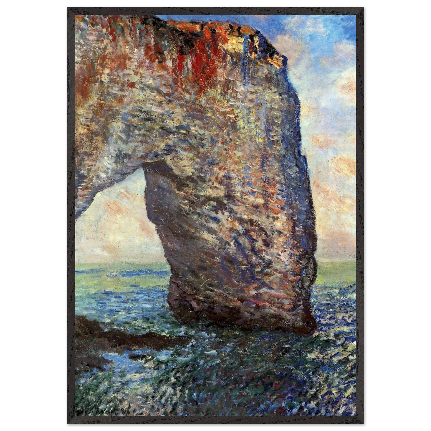 The Mannerport near Etretat - claude monet 70x100 cm / 28x40 inches Framed Art Print – Black Wooden Frame