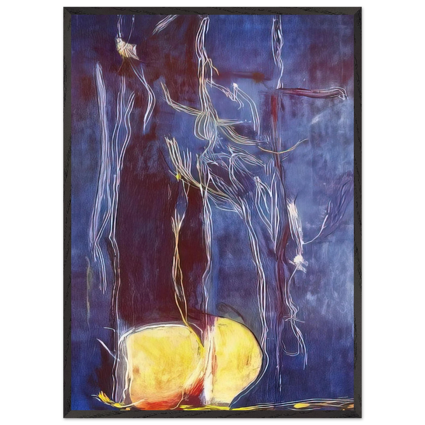 Helen Frankenthaler - All About Blue - 1994 Wall art - 30x45 cm / 12x18 inches - Premium Wooden Framed Poster With Fine Art Paper-canvas - Black frame