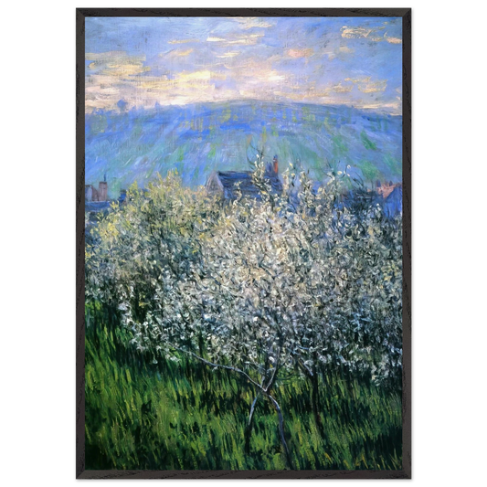 Plums Blossom - claude monet 70x100 cm / 28x40 inches Framed Art Print – Black Wooden Frame