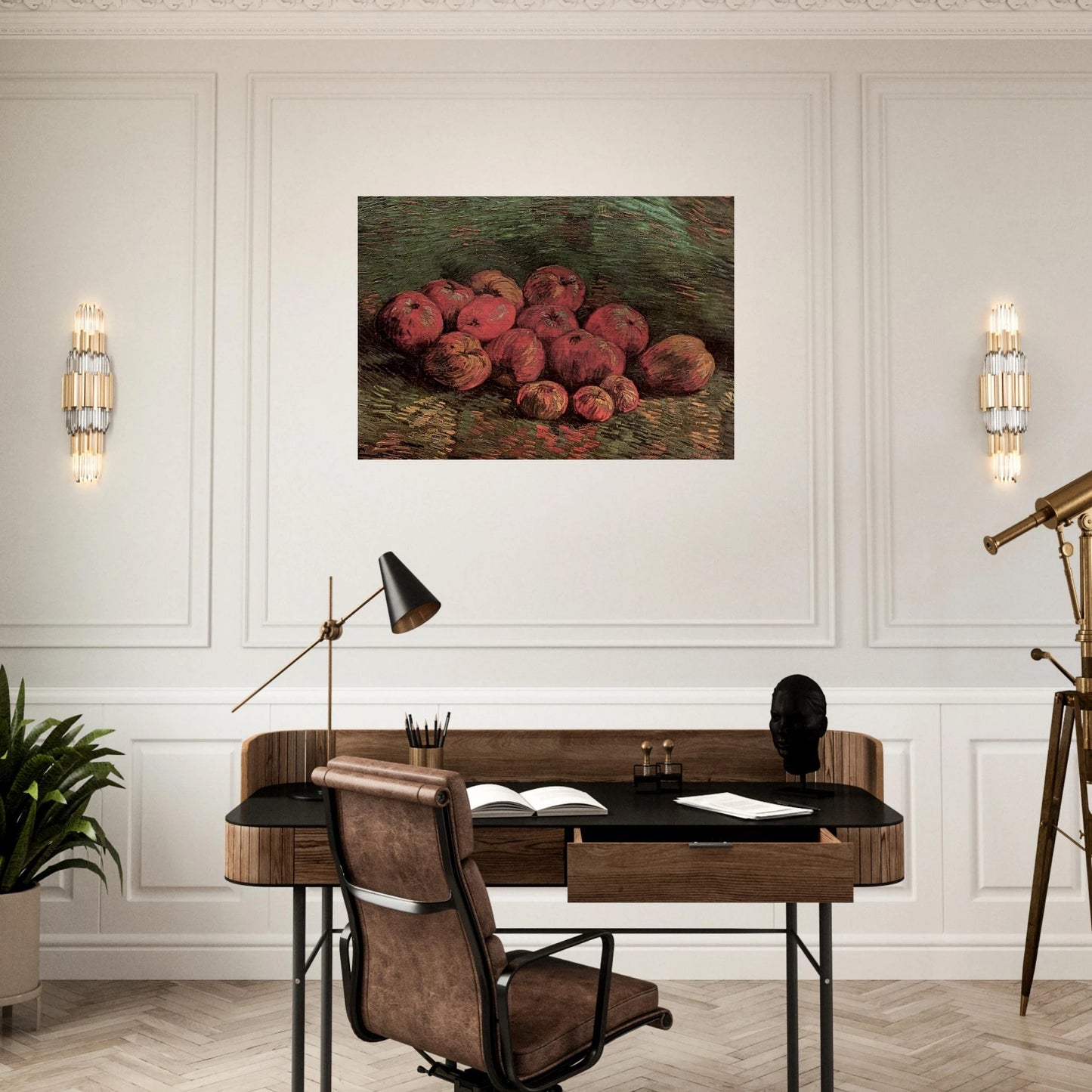 Still Life with Apples - Vincent van Gogh Brushed Aluminum Print - 70x100 cm / 28x40 inches | Vincent van Gogh Aluminum Print | Vincent van Gogh Prints
