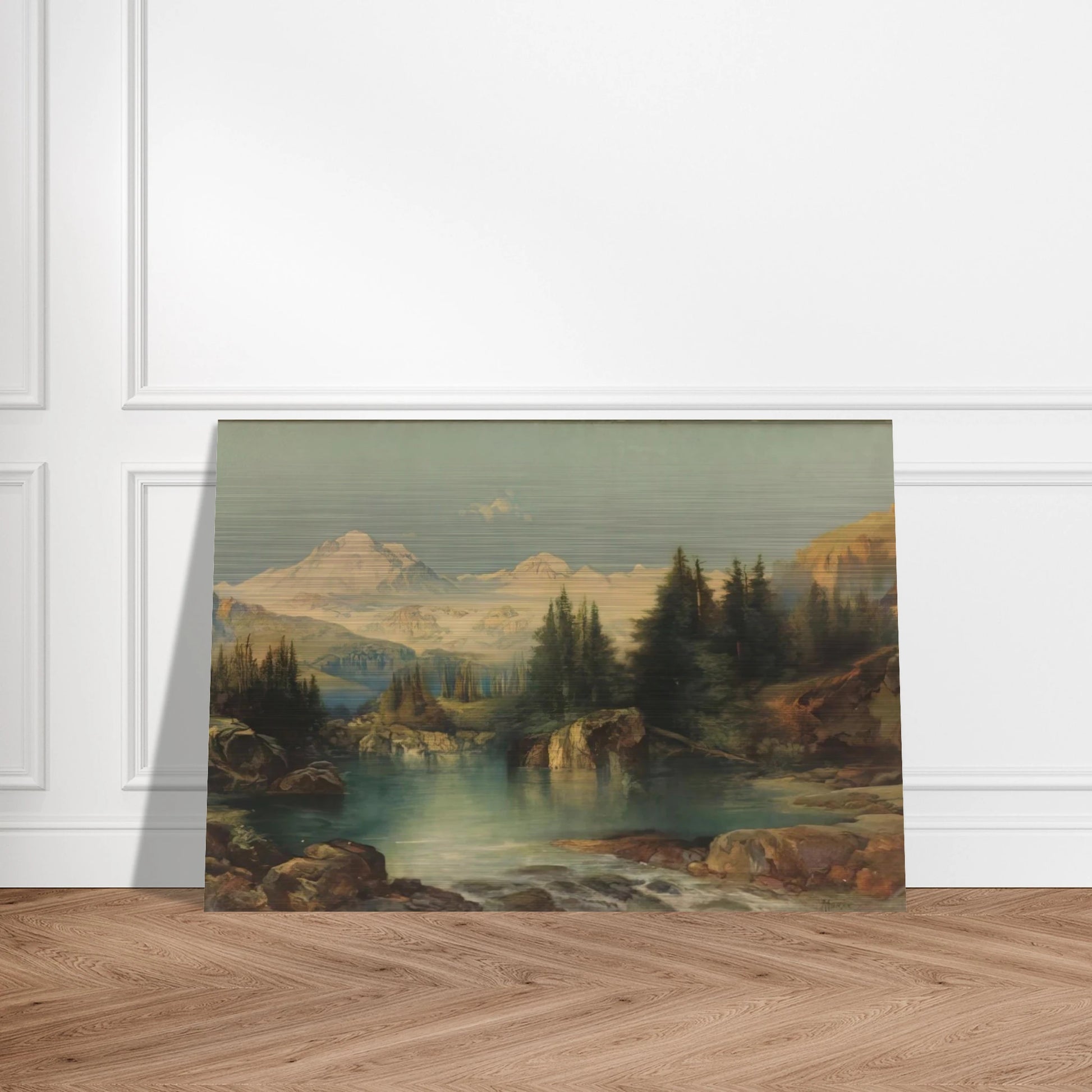 View of the Rocky Mountains - Thomas Moran Brushed Aluminum Print - 70x100 cm / 28x40 inches | Thomas Moran Aluminum Print | Thomas Moran Prints
