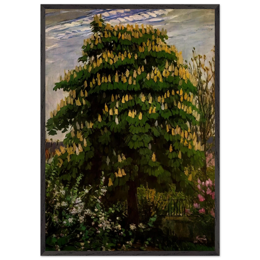 The chestnut tree in blossom - Frantisek Kupka 70x100 cm / 28x40 inches Framed Art Print – Black Wooden Frame