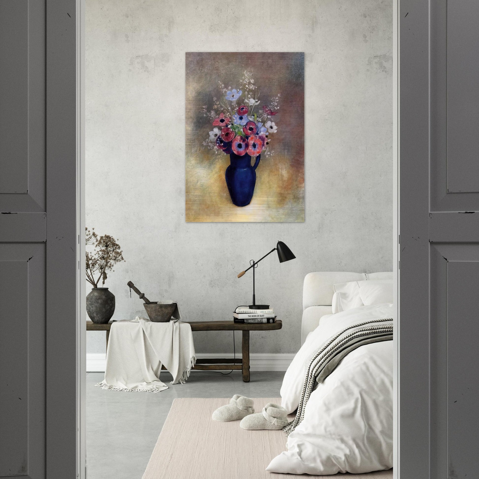 ANEMONES IN A JUG - Odilon Redon Brushed Aluminum Print - 70x100 cm / 28x40 inches | Odilon Redon Aluminum Print | Odilon Redon Prints