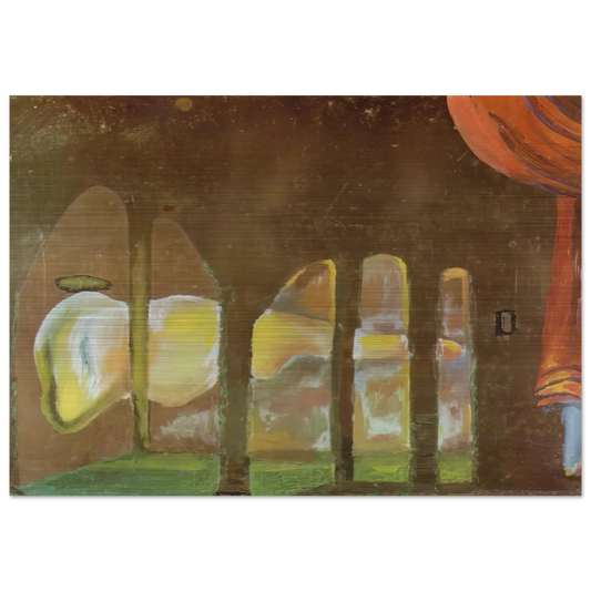 GREAT TAPEWORM MASTURBATOR APPEARS BEHIND ARCADES - Salvador Dali Brushed Aluminum Print - 70x100 cm / 28x40 inches | Salvador Dali Aluminum Print | Salvador Dali Prints