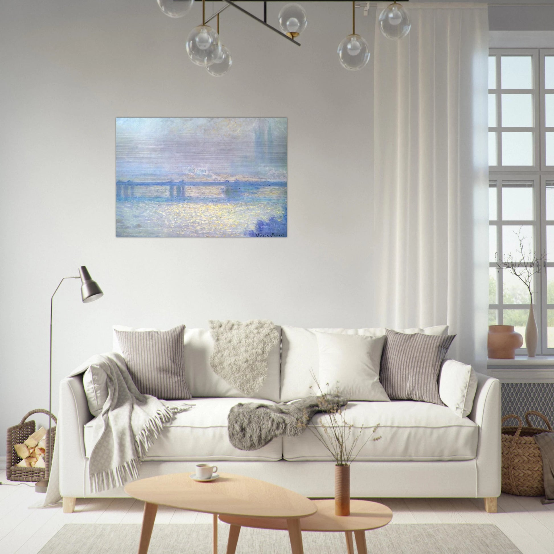 Charing Cross Bridge, Overcast Weather - claude monet Brushed Aluminum Print - 70x100 cm / 28x40 inches | claude monet Aluminum Print | claude monet Prints