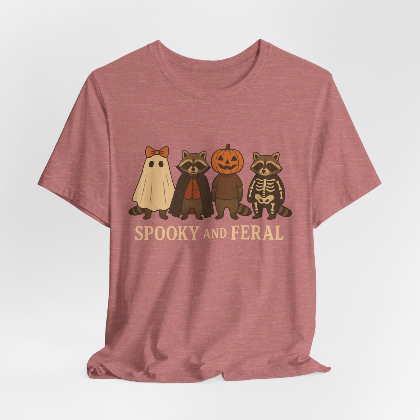 Camiseta de mapache espeluznante, divertida camiseta gráfica de Halloween, bonita camiseta vintage de otoño, moderna camiseta de Halloween para mujer, camiseta de mapache salvaje