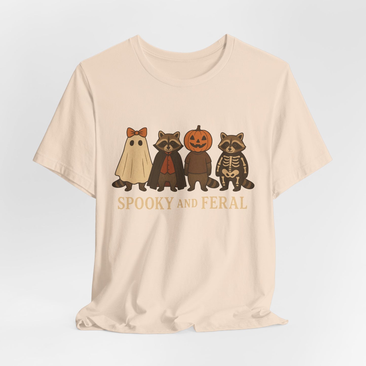 Camiseta de mapache espeluznante, divertida camiseta gráfica de Halloween, bonita camiseta vintage de otoño, moderna camiseta de Halloween para mujer, camiseta de mapache salvaje