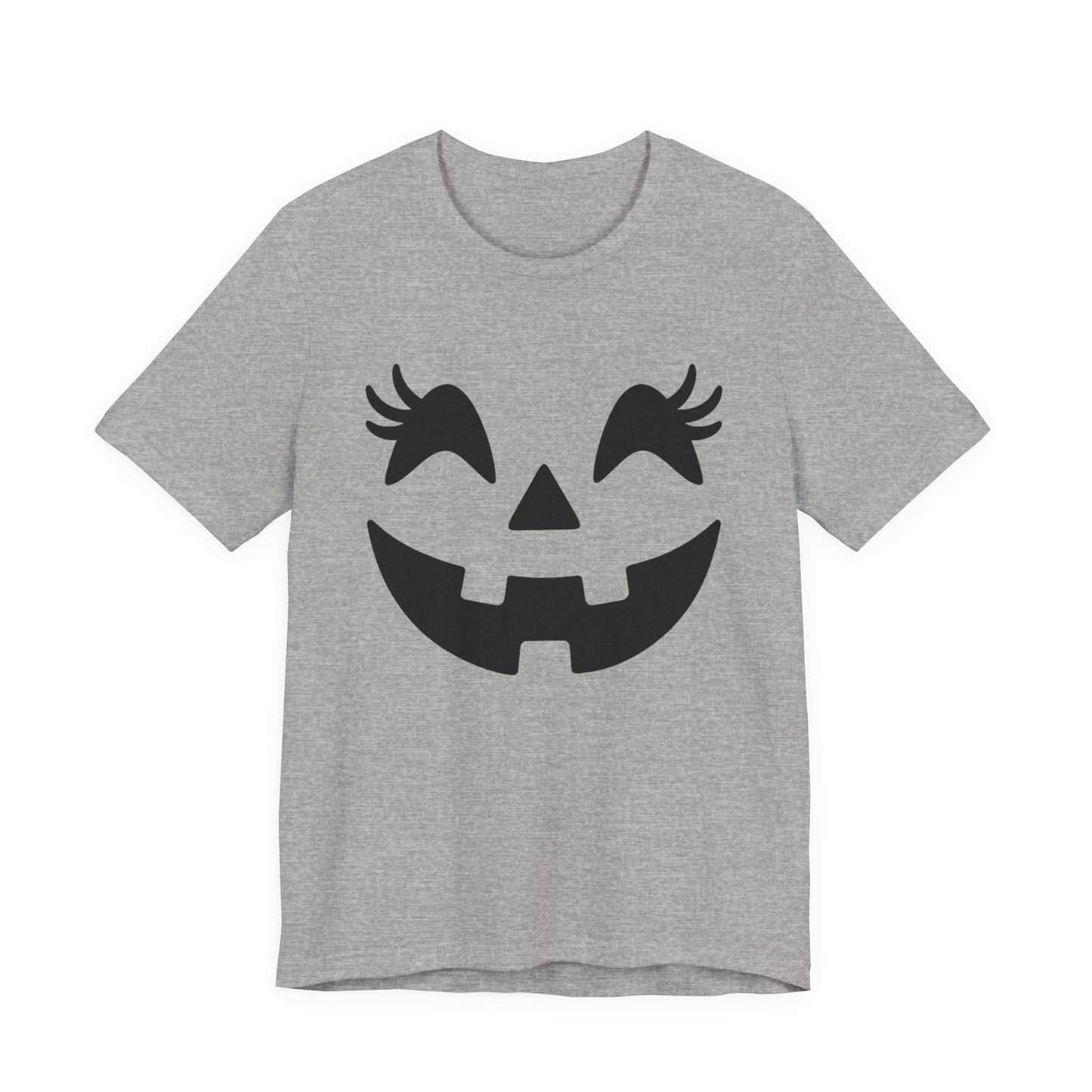 Camiseta de Halloween para mujer y niña con cara de Jack O'Lantern y pestañas de calabaza