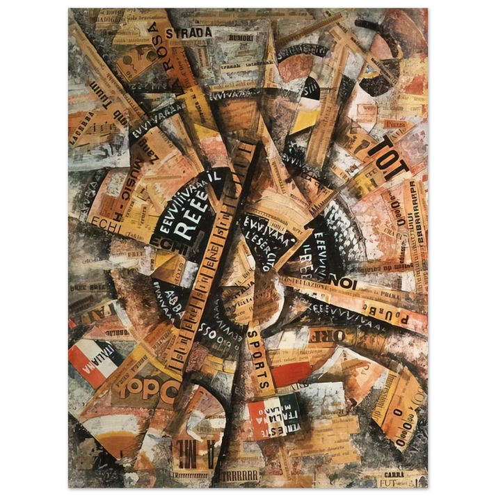 Carlo Carra - INTERVENTIONIST DEMONSTRATION PATRIOTIC HOLIDAY FREEWORD PAINTING 1914 1914  75x100 cm / 30x40inches Fine Art Poster