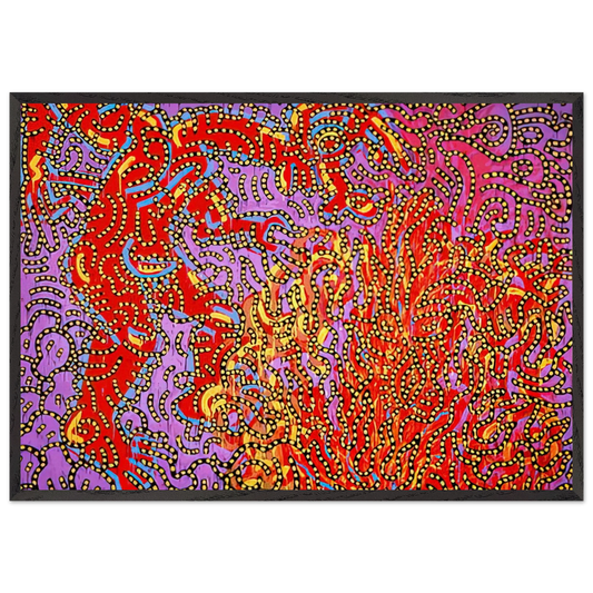 MOSES AND THE BURNING BUSH 1985 N2 - Keith Haring 70x100 cm / 28x40 inches Framed Art Print – Black Wooden Frame