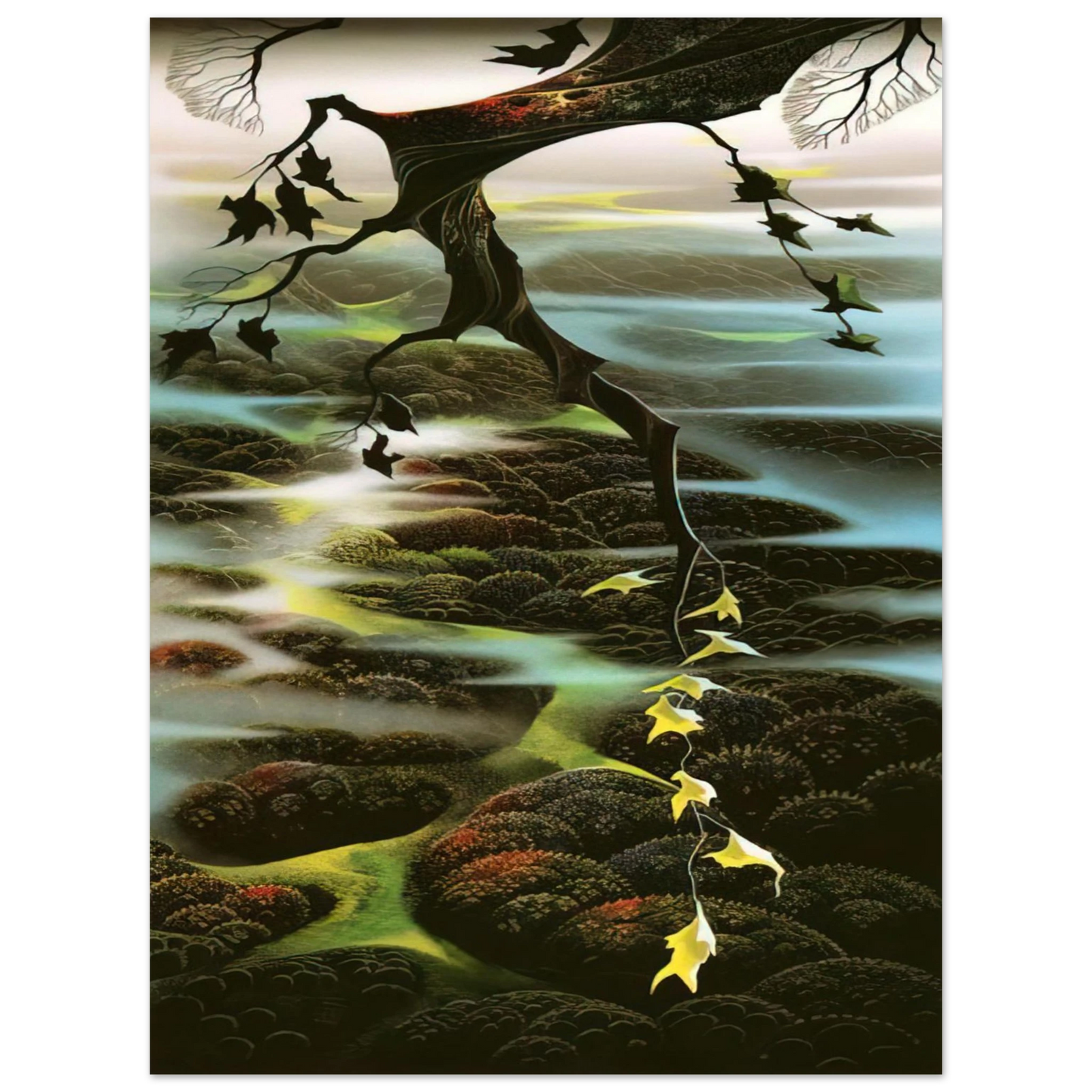 Eyvind Earle - Fog Laced Hills  75x100 cm / 30x40inches Fine Art Poster
