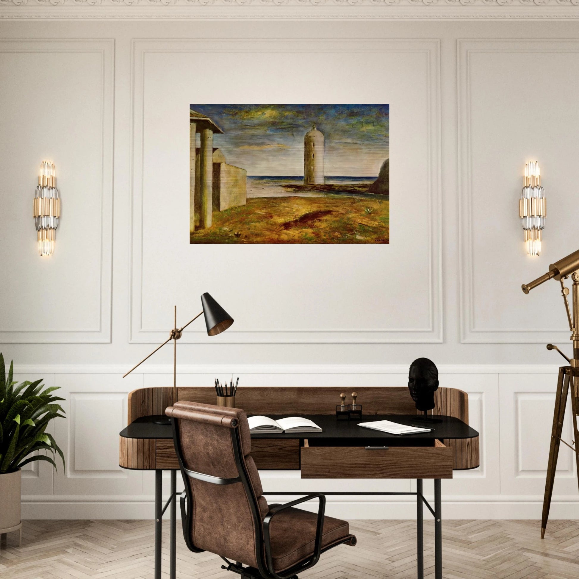 EL FARO 1928 - Carlo Carra Brushed Aluminum Print - 70x100 cm / 28x40 inches | Carlo Carra Aluminum Print | Carlo Carra Prints