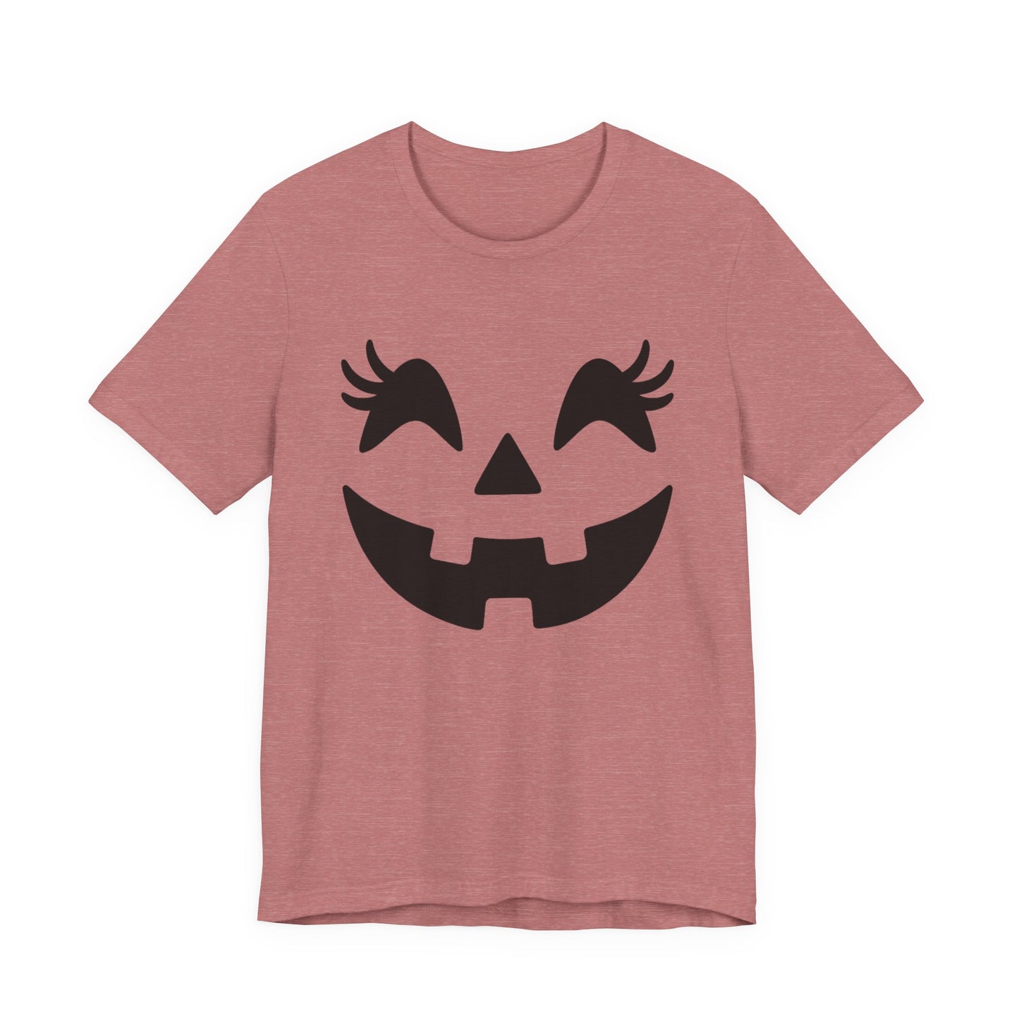 Camiseta de Halloween para mujer y niña con cara de Jack O'Lantern y pestañas de calabaza