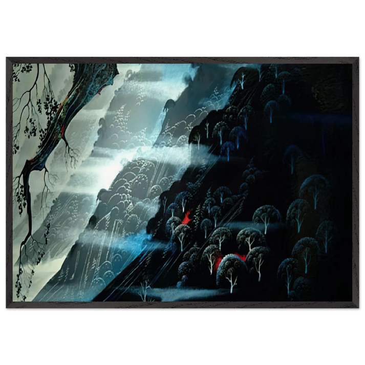Coastline Fogl - Eyvind Earle 70x100 cm / 28x40 inches Framed Art Print – Black Wooden Frame