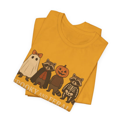 Camiseta de mapache espeluznante, divertida camiseta gráfica de Halloween, bonita camiseta vintage de otoño, moderna camiseta de Halloween para mujer, camiseta de mapache salvaje