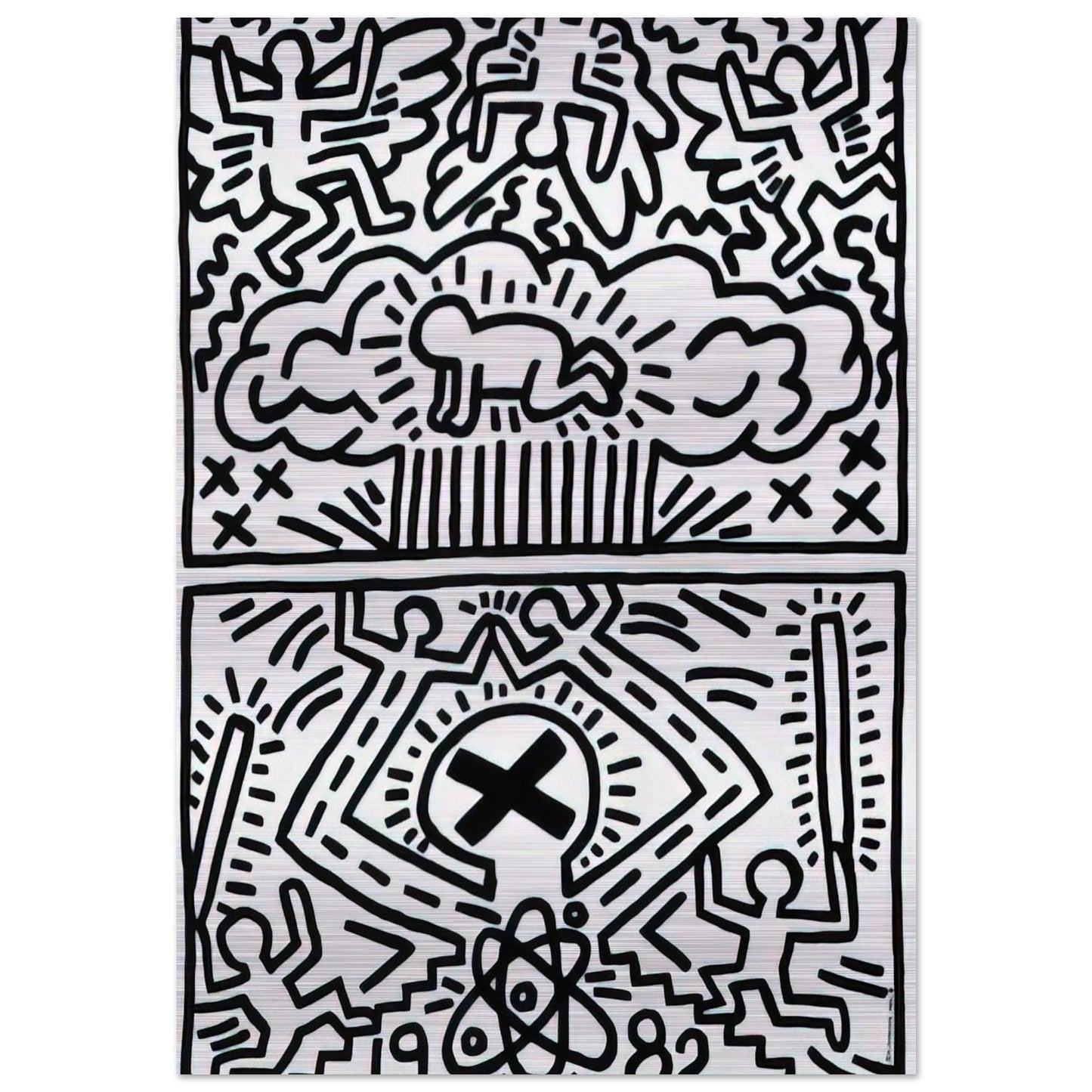 ANTI NUCLEAR RALLY 1982 - Keith Haring Brushed Aluminum Print - 70x100 cm / 28x40 inches | Keith Haring Aluminum Print | Keith Haring Prints
