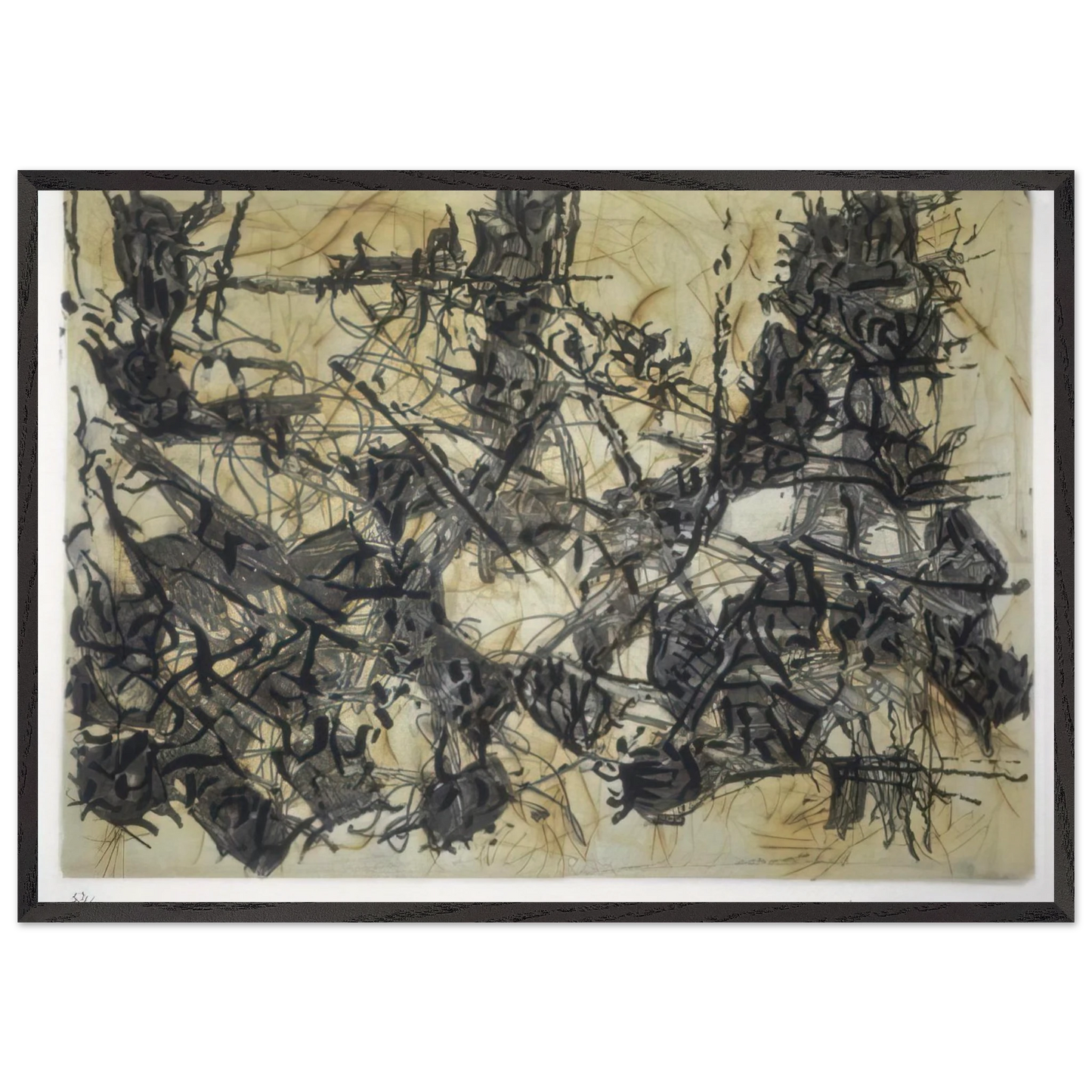 Constructions chimeriques - Jean-Paul Riopelle 70x100 cm / 28x40 inches Framed Art Print – Black Wooden Frame