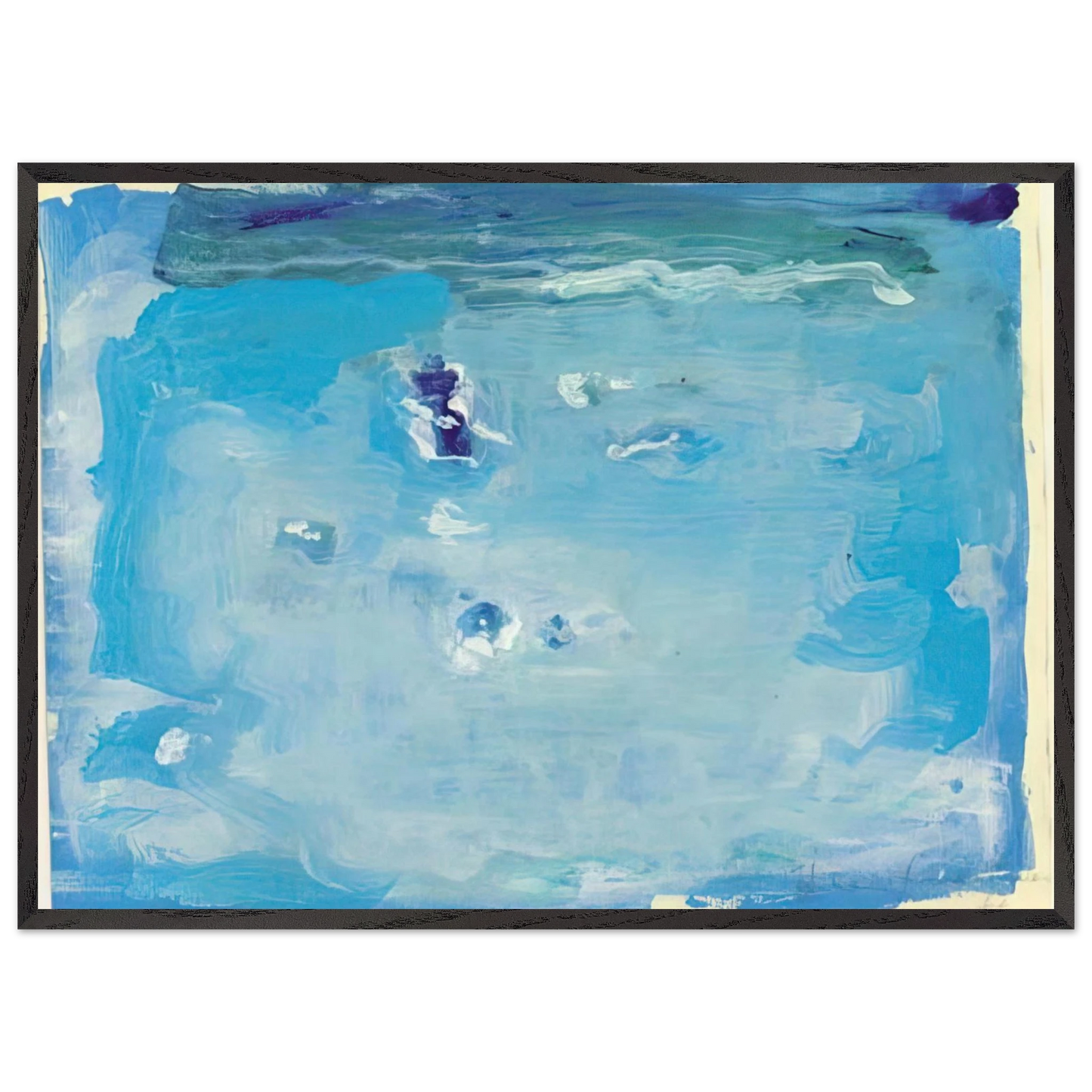 Helen Frankenthaler - Untitled - Color Field Painting, Lyrical Abstraction Wall art - 28x43  cm / XL (11x17 inches) - Premium Wooden Framed Poster With Fine Art Paper-canvas - Black frame