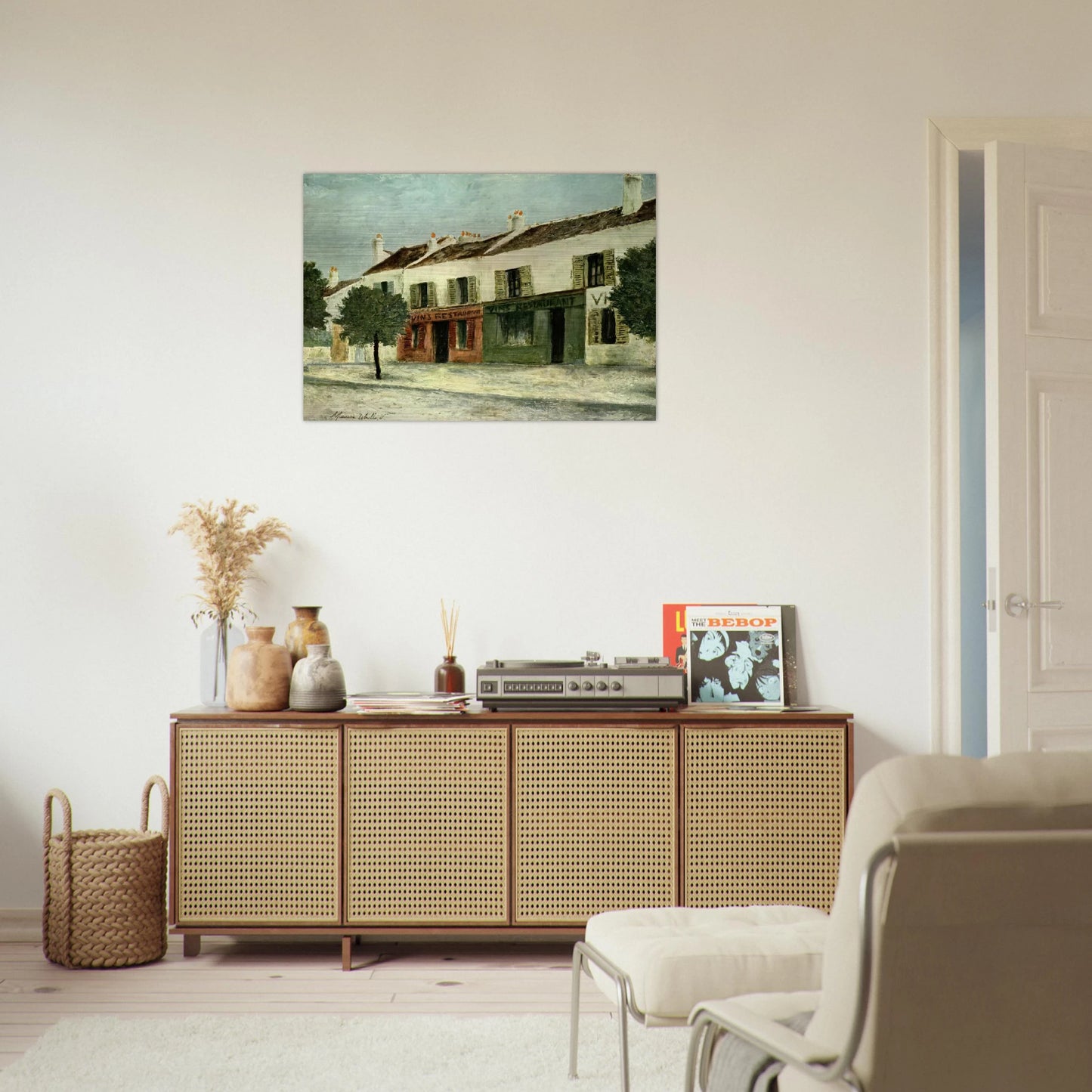 BISTROS IN A SUBURB - Maurice Utrillo Brushed Aluminum Print - 70x100 cm / 28x40 inches | Maurice Utrillo Aluminum Print | Maurice Utrillo Prints