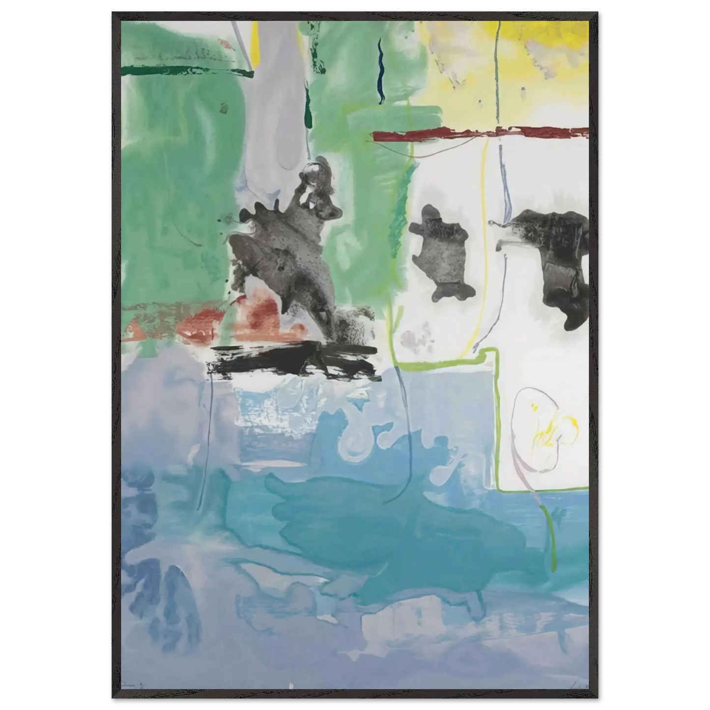 Helen Frankenthaler - West Wind - 1997 Wall art - 30x40 cm / 12x16 Inches - Premium Wooden Framed Poster With Fine Art Paper - White frame