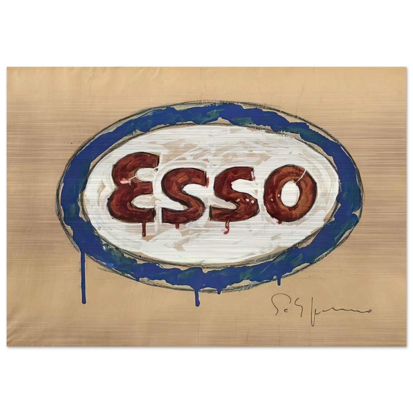 Esso - Pop Art - Mario Schifano Brushed Aluminum Print - 70x100 cm / 28x40 inches | Mario Schifano Aluminum Print | Mario Schifano Prints