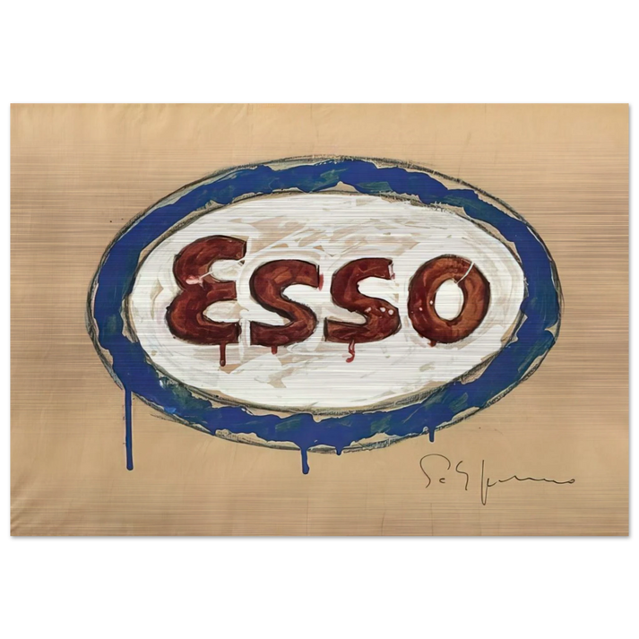 Esso - Pop Art - Mario Schifano Brushed Aluminum Print - 70x100 cm / 28x40 inches | Mario Schifano Aluminum Print | Mario Schifano Prints