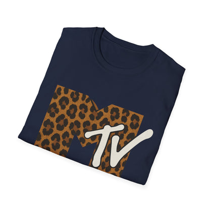 Camiseta gráfica vintage con estampado de guepardo de MTV, camiseta retro de música, televisión, banda de los años 80 y 90, camiseta unisex con estampado animal de rock
