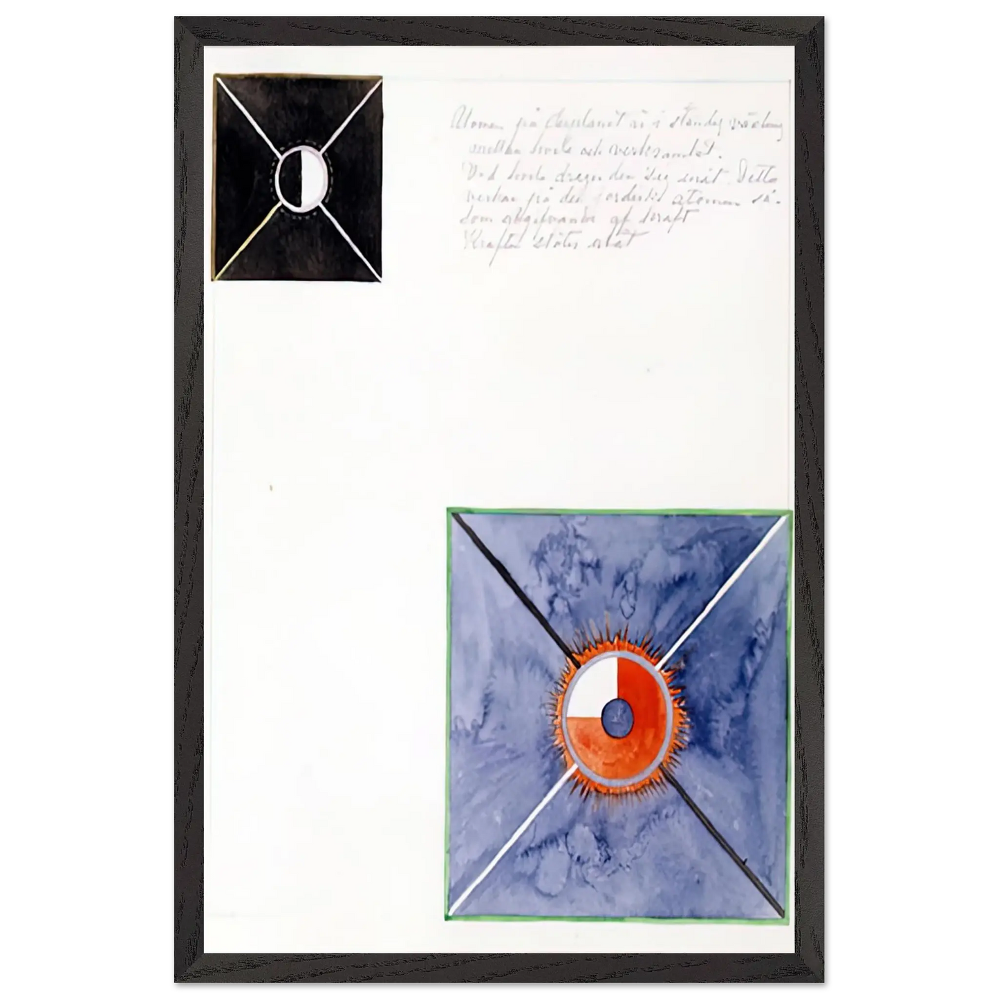 Hilma af Klint - ATOM SERIES NO 8 ATOM ON THE ETHER PLANE IS IN CONSTANT CHANGE BETWEEN REST AND ACTIVITY AT THE 1917 Wall art - 50x70 cm / 20x28 Inches - Premium Wooden Framed Poster With Fine Art Paper - Wood frame
