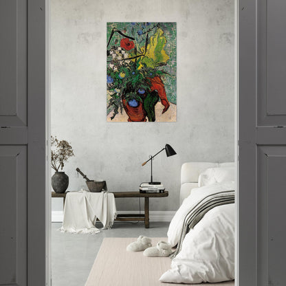 Wild Flowers and Thistles in a Vase - Vincent van Gogh Brushed Aluminum Print - 70x100 cm / 28x40 inches | Vincent van Gogh Aluminum Print | Vincent van Gogh Prints