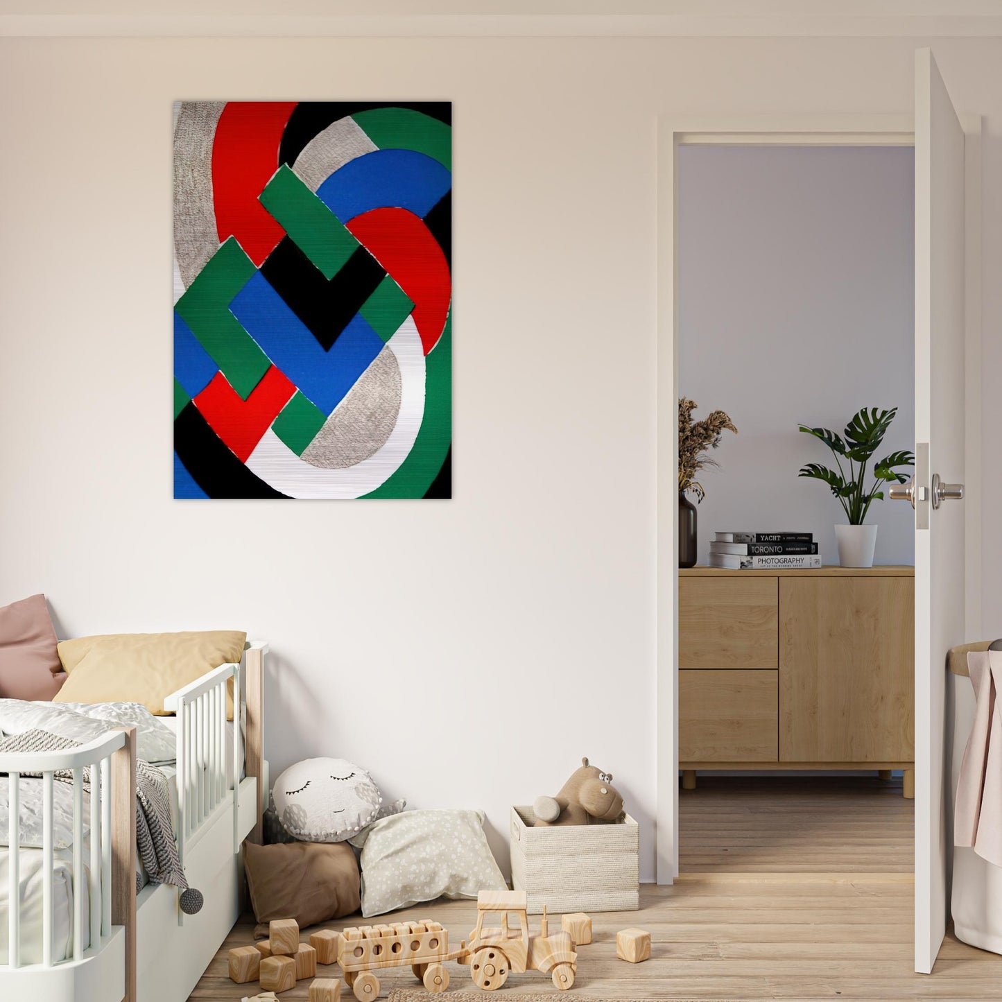 COMPOSITION WITH GREEN AND BLUE - Sonia Delaunay Brushed Aluminum Print - 70x100 cm / 28x40 inches | Sonia Delaunay Aluminum Print | Sonia Delaunay Prints