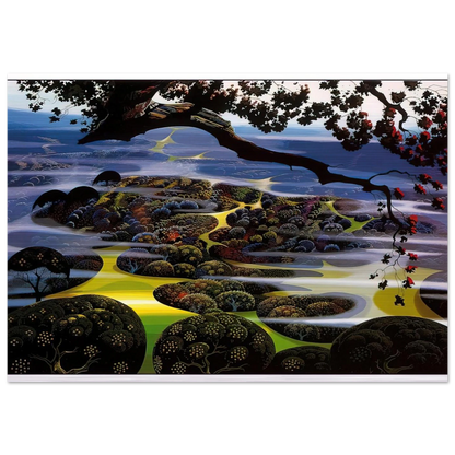 Mystic Mountain - Eyvind Earle Brushed Aluminum Print - 70x100 cm / 28x40 inches | Eyvind Earle Aluminum Print | Eyvind Earle Prints