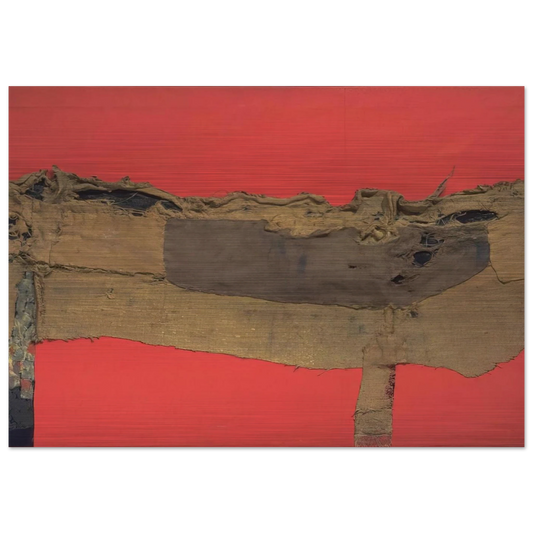 Sacking and Red - 1954 - Alberto Burri Brushed Aluminum Print - 70x100 cm / 28x40 inches | Alberto Burri Aluminum Print | Alberto Burri Prints