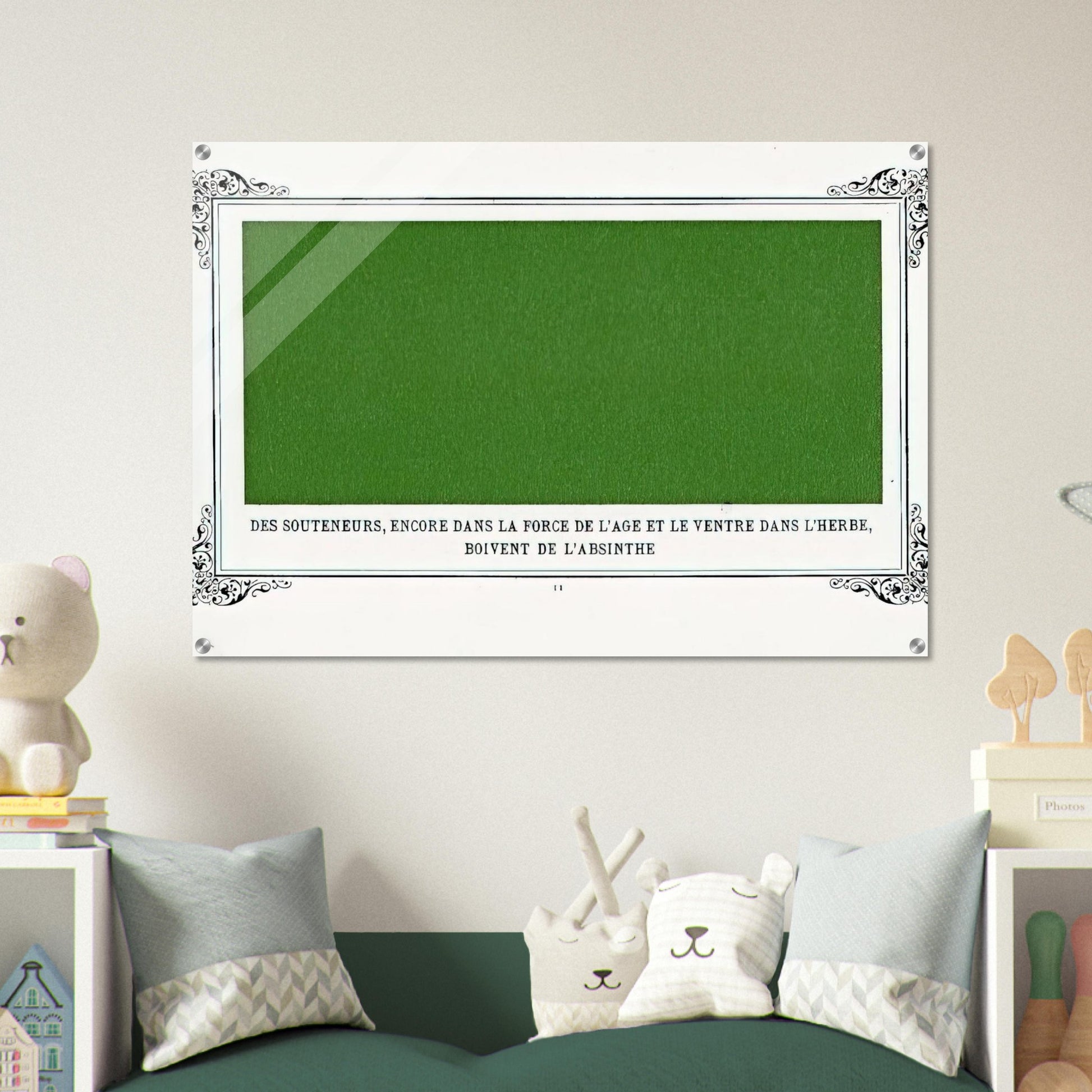 Some Pimps, Known as Green Backs, on their Bellies in the Grass, Drinking Absinthe - Alphonse Allais Acrylic Print - 70x100 cm / 28x40″ inches | Alphonse Allais Wall Art | Alphonse Allais Prints